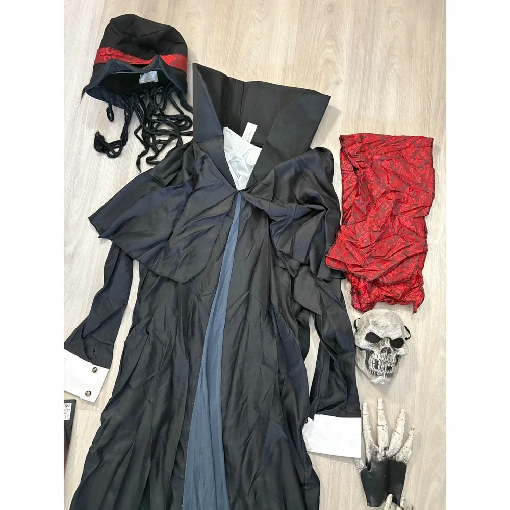 Dapper Death Boys Costume Child Large 7 Pcs Halloween Skeleton Reaper Size L
